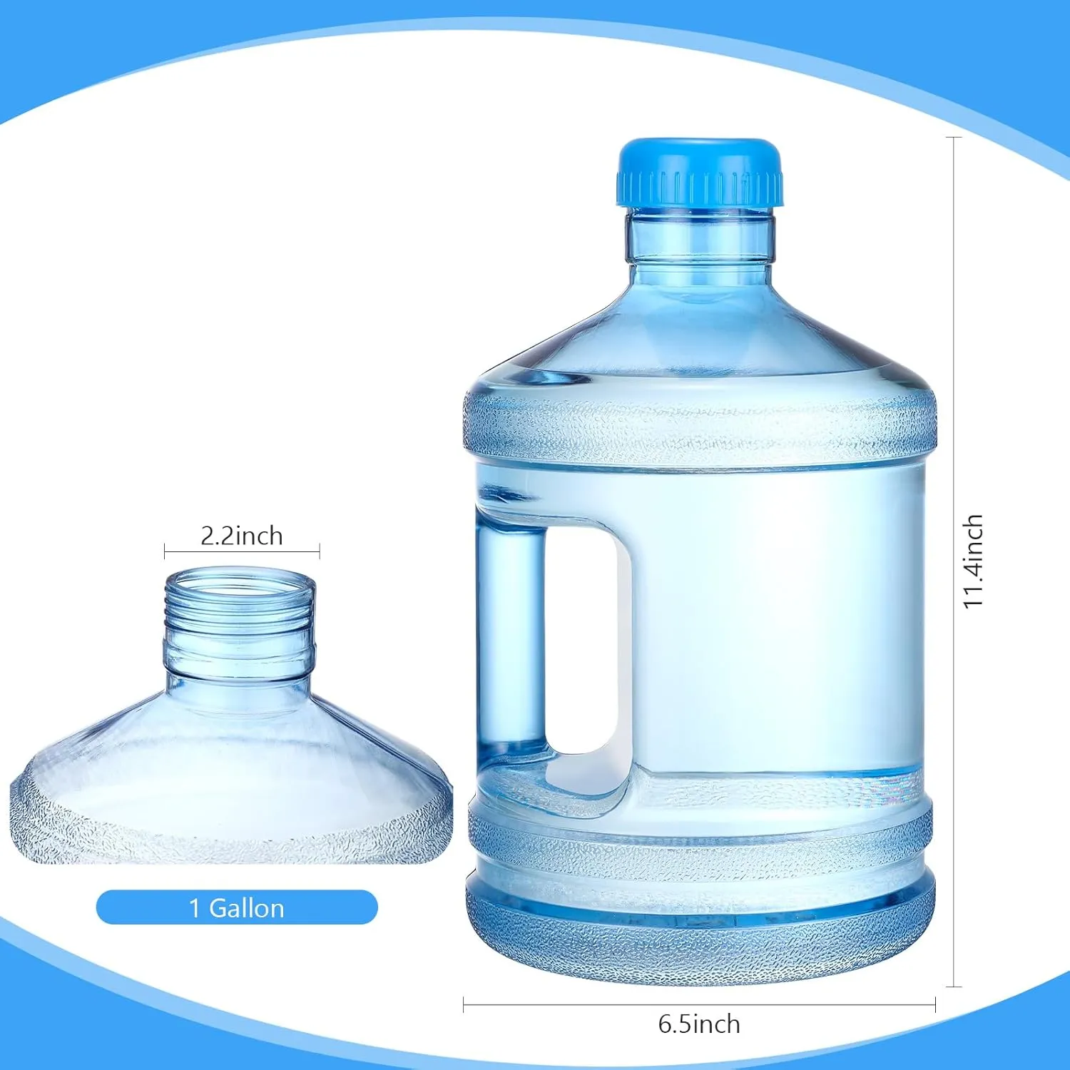 Hoolerry 1 Pieces Water Bottle 1 Gallon Round Plastic Water Jug with Handle Reusable Leak Proof Bottle for Gym Sports Office Daily Cold Liquids Drinking Use, Blue