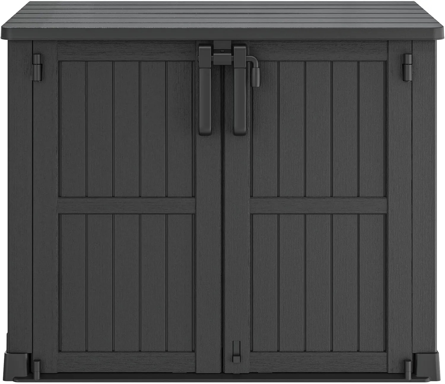 Horizontal Storage Shed, Outdoor Resin Storage Shed 36 Cu. Ft. Garden Extra Large Capacity Weather Resistant Storage Box, Lockabl Waterproof Shed for Garbage Cans, Garden Tools,Black
