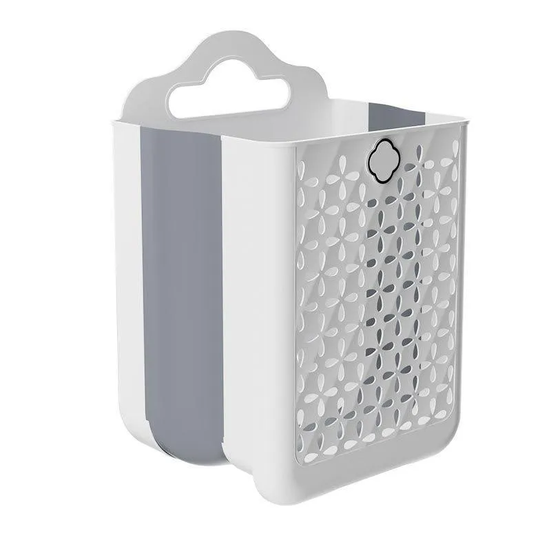 Household Foldable Dirty Clothes Basket Wall Mounted for Bathroom Storage