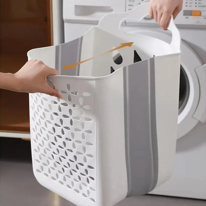Household Foldable Dirty Clothes Basket Wall Mounted for Bathroom Storage