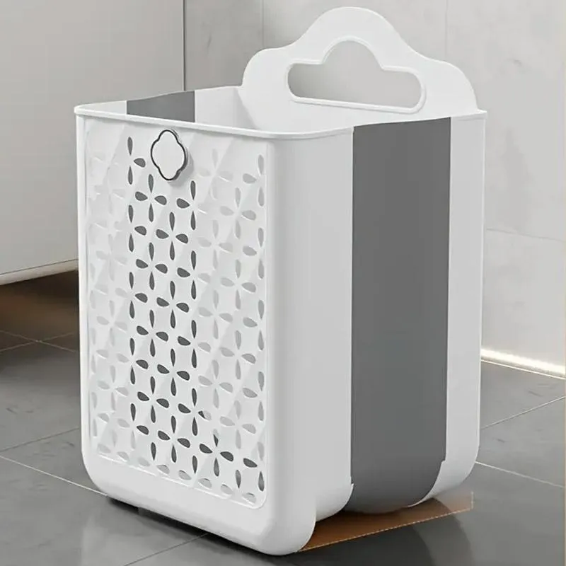 Household Foldable Dirty Clothes Basket Wall Mounted for Bathroom Storage