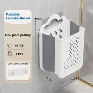 Household Foldable Dirty Clothes Basket Wall Mounted for Bathroom Storage