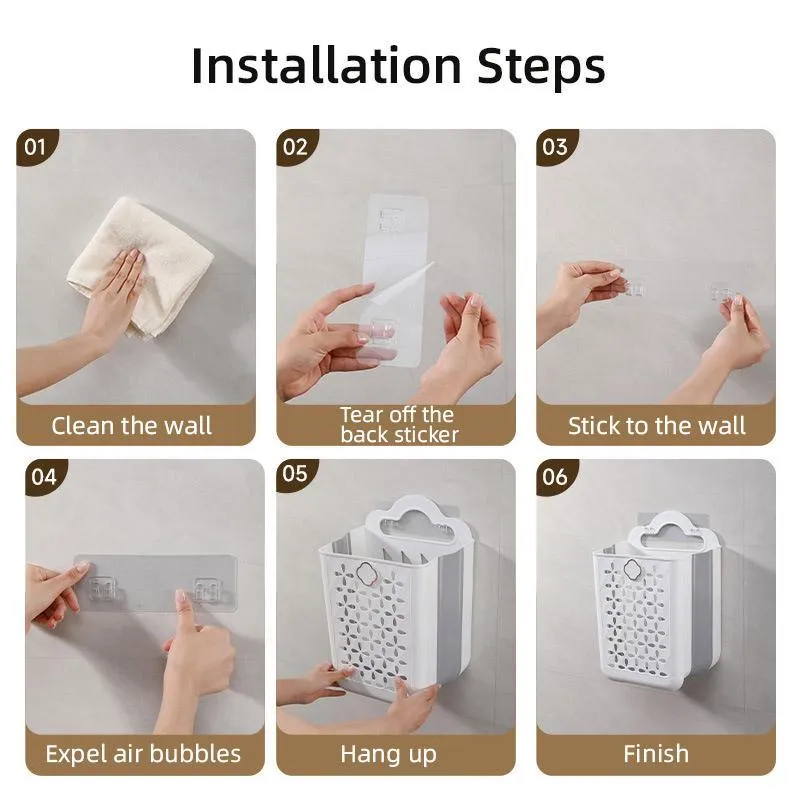 Household Foldable Dirty Clothes Basket Wall Mounted for Bathroom Storage
