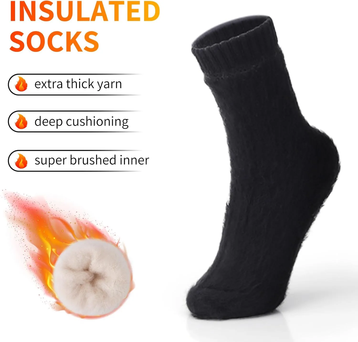 HUGSWEET Thermal Socks, Anti Slip Hospital Socks Women Winter Soft Warm Cozy Fluffy Plush Slipper Grip Sock For 4 Pairs
