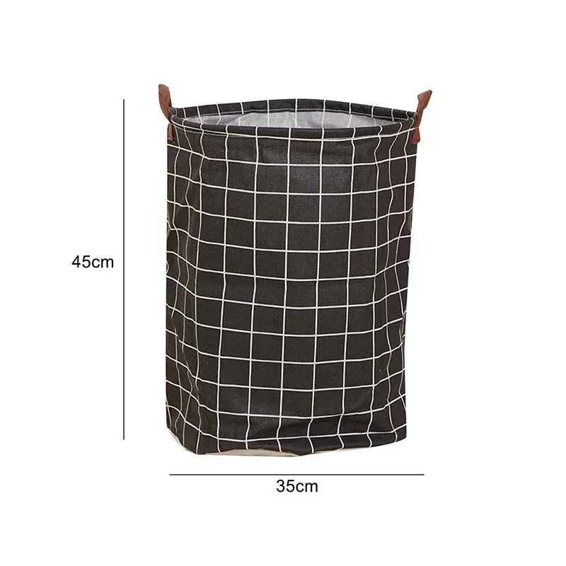 HULIANFU Organizer Canvas Laundry Basket Waterproof Large Capacity Laundry Hamper Dirty Clothes Storage Basket Toy Home Storage Bin 45x35