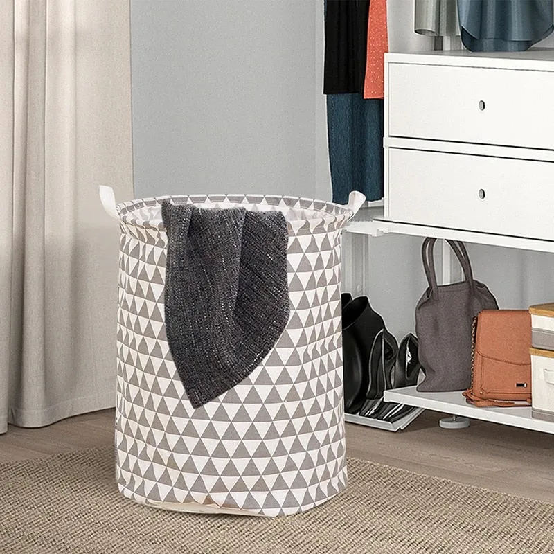 HULIANFU Organizer Canvas Laundry Basket Waterproof Large Capacity Laundry Hamper Dirty Clothes Storage Basket Toy Home Storage Bin 45x35