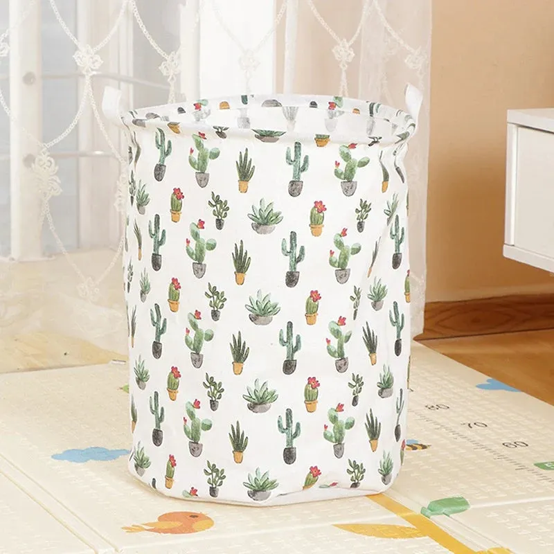 HULIANFU Organizer Canvas Laundry Basket Waterproof Large Capacity Laundry Hamper Dirty Clothes Storage Basket Toy Home Storage Bin 45x35