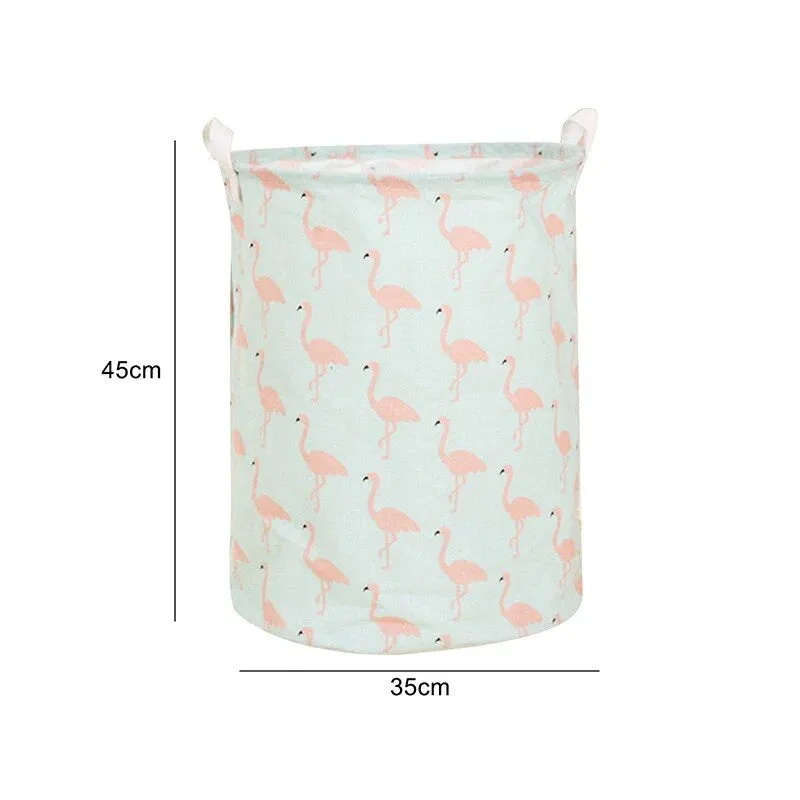 HULIANFU Organizer Canvas Laundry Basket Waterproof Large Capacity Laundry Hamper Dirty Clothes Storage Basket Toy Home Storage Bin 45x35
