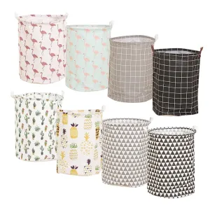 HULIANFU Organizer Canvas Laundry Basket Waterproof Large Capacity Laundry Hamper Dirty Clothes Storage Basket Toy Home Storage Bin 45x35