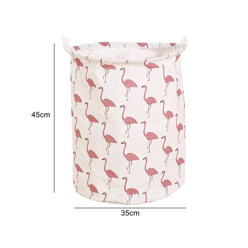 HULIANFU Organizer Canvas Laundry Basket Waterproof Large Capacity Laundry Hamper Dirty Clothes Storage Basket Toy Home Storage Bin 45x35