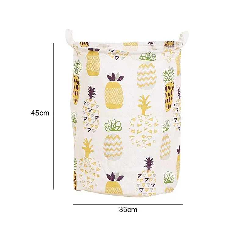 HULIANFU Organizer Canvas Laundry Basket Waterproof Large Capacity Laundry Hamper Dirty Clothes Storage Basket Toy Home Storage Bin 45x35