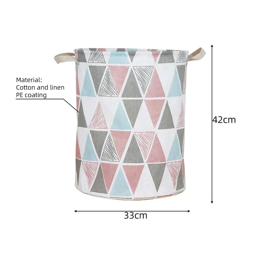 HULIANFU Organizer Canvas Laundry Basket Waterproof Large Capacity Laundry Hamper Dirty Clothes Storage Basket Toy Home Storage Bin 45x35