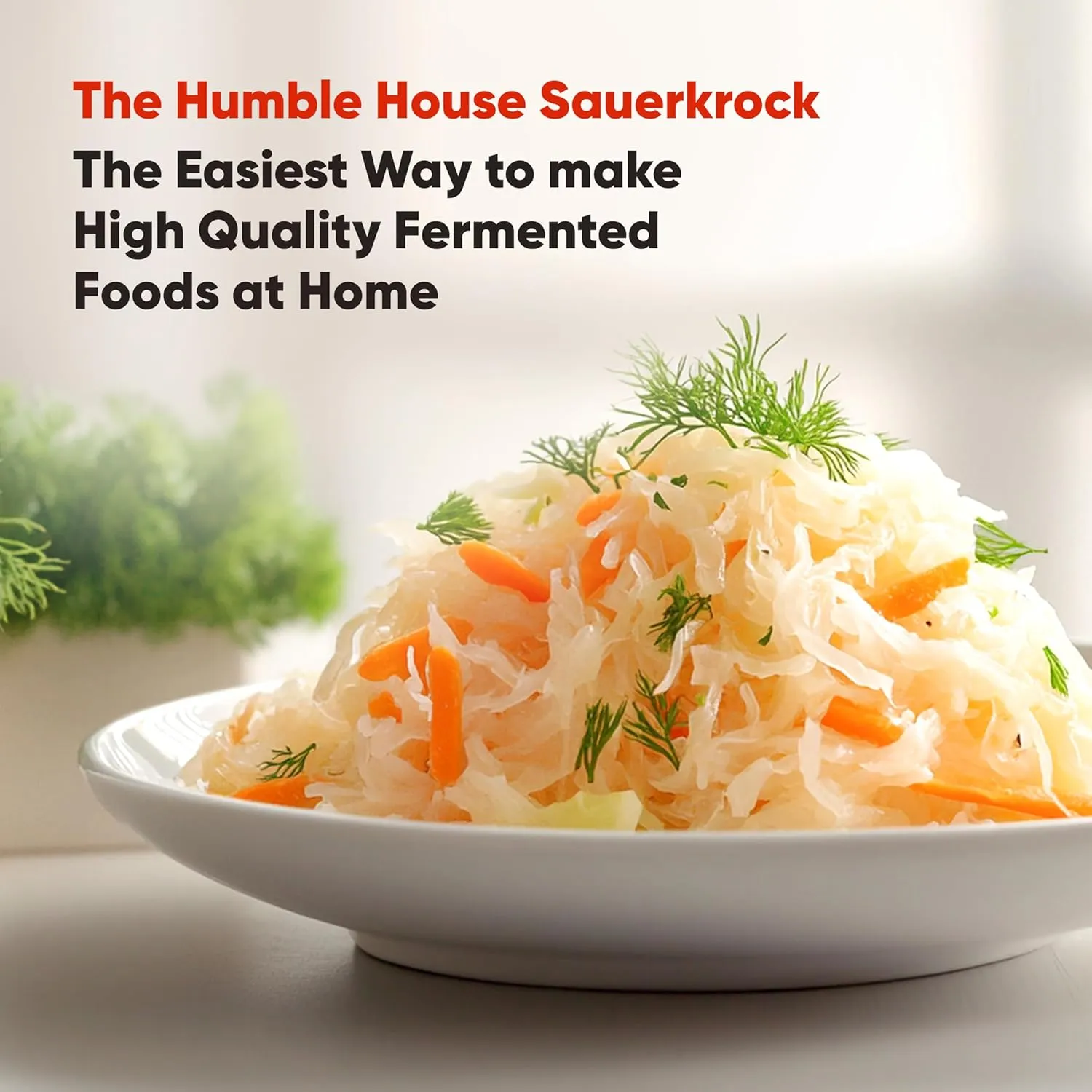 Humble House Fermentation Crock 1/2 Gallon Sauerkrock Sauerkraut Crock with Lid Weights & Pounder - Brown Ceramic Fermenting Crock Kit for Pickling Cabbage Kimchi Vegetables 2 Liter Fermentation Jar