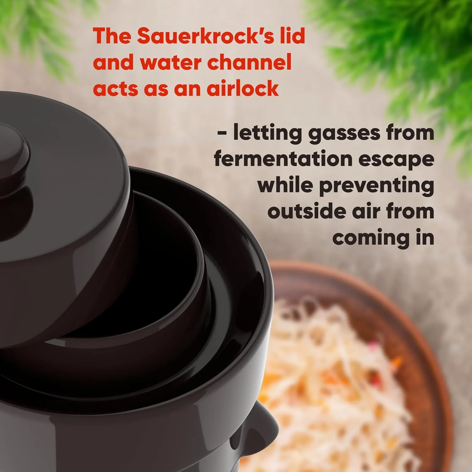 Humble House Fermentation Crock 1/2 Gallon Sauerkrock Sauerkraut Crock with Lid Weights & Pounder - Brown Ceramic Fermenting Crock Kit for Pickling Cabbage Kimchi Vegetables 2 Liter Fermentation Jar