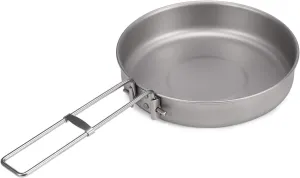 HXBER 750ml Ultralight Titanium Frypan with Foldable Handle Outdoor Camping Hiking Picnic Cooking Frying Pan
