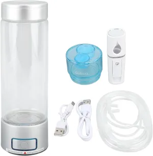 Hydrogen Water Bottle Generator Portable Hydrogen Cup for Home Office Travel Exercise Quick Electrolysis High Borosilicate Glass Aluminum Alloy and ABS Material