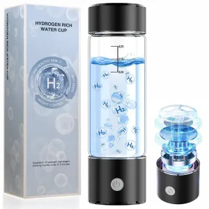 Hydrogen Water Bottle, Hydrogen Water Bottle Generator with SPE/PEM Tech Water Ionizer, Portable Hydrogenated Water Machine Hydrogen Rich Glass Bottles Healthy for Daily Use or Gifts