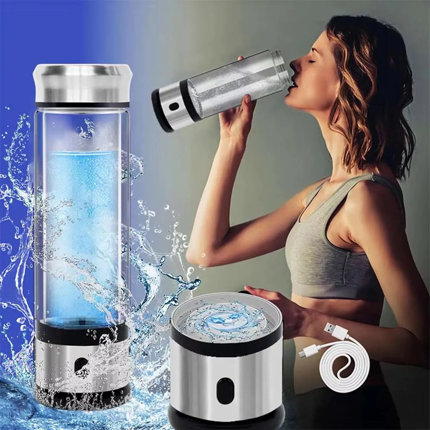 Hydrogen Water Bottle, Hydrogen Water Generator, Portable Hydrogen Water Bottle Machine, Travel, Fitness & Everyday Hydration(1000PB)