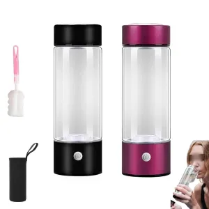 Hydrogen Water Bottle, Hydroheal Hydrogen Infused Water Bottle, USB Rechargeable Hydrogen Water Generator, Rich Water Glass Health Cup for Home Office Travel(H), Size