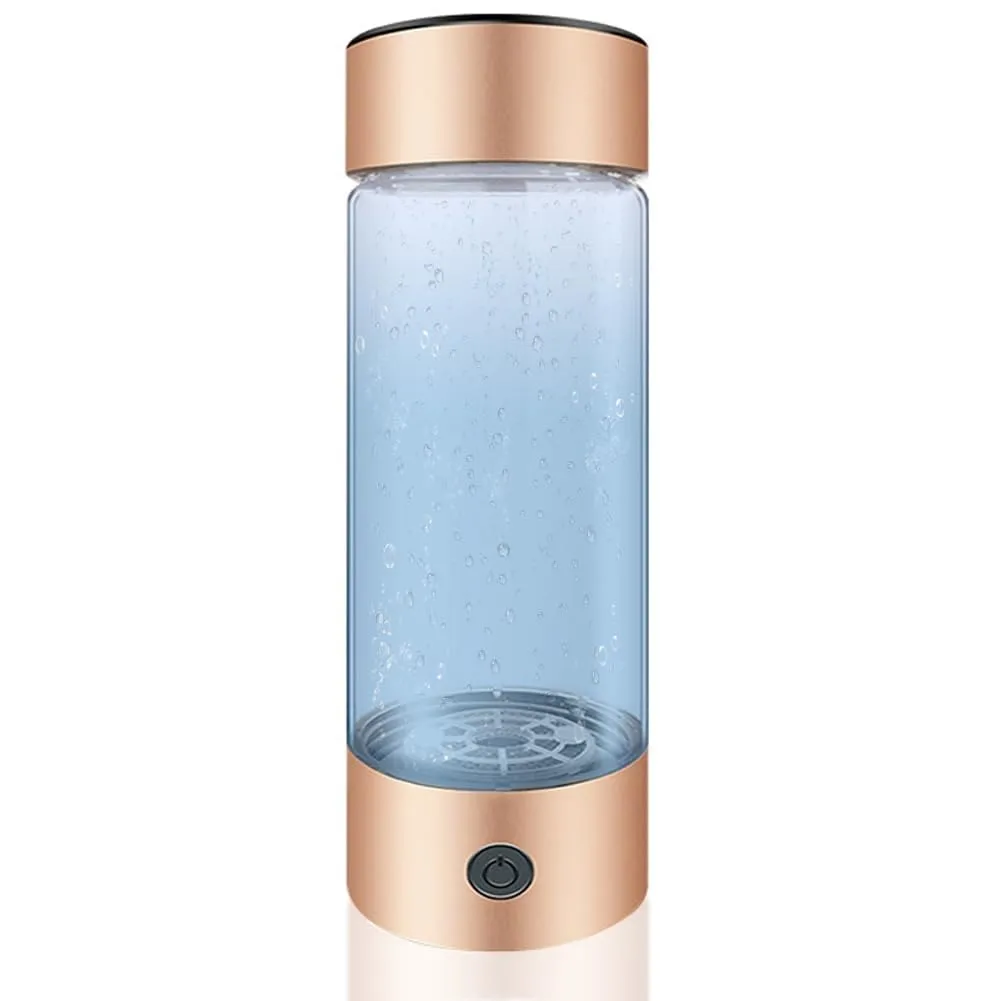 Hydrogen Water Bottle Portable 420Ml 1400 Ppb PEM SPE Technology Hydrogen Water Ionizer Machine Essentials(Gold)