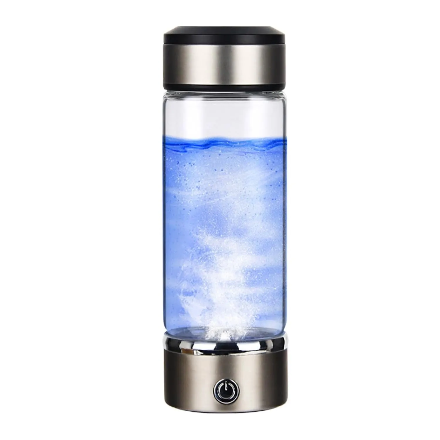 Hydrogen Water Bottle, Portable Hydrogen Dispenser, Hydrogen Generator Water Bottle, Rechargeable Home Office Travel Hydrogen-Rich Water Glass Health Cup (Silver)