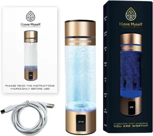 Hydrogen Water Bottle, Portable Hydrogen Generator - Thick Bottle - Water Molecular Ionizer,Portable, Rechargeable, LED Timer