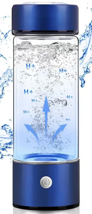 Hydrogen Water Generator Bottle, Portable Health Boosting Water Ionizer Generator Kangen Water Generator with SPE and PEM Technology(Blue)