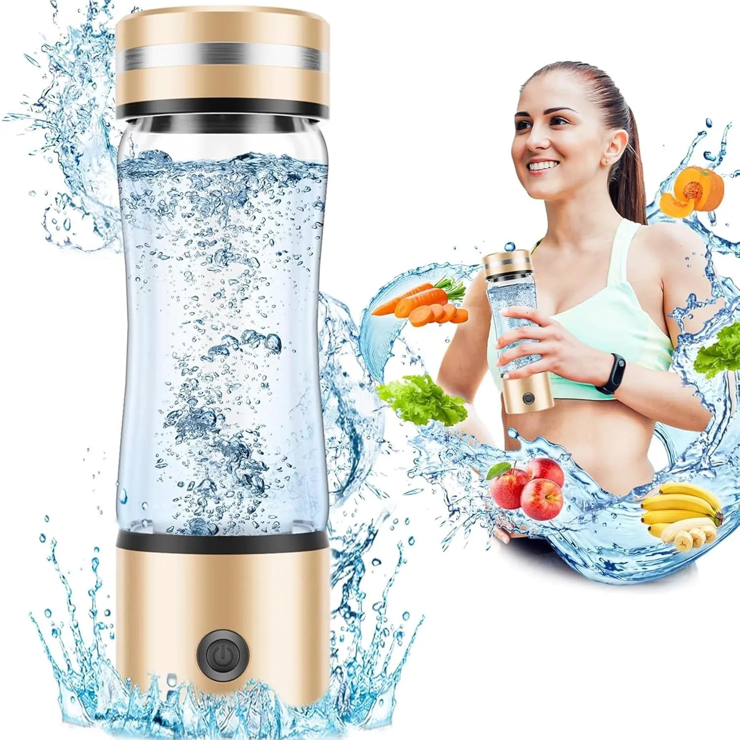 Hydrogen Water Generator, Hydrogen Water Bottle with Stylish Lid, 330ML Storage Capacity and Can Electrolyze Water, 3 Minutes Improve Water and Easy to Cleaning, for Home, Office, Travel
