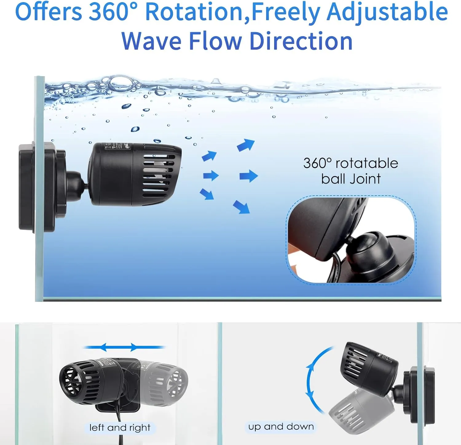 hygger Wave Maker for 40-100 Gallon Aquarium with Magnetic Mount Quiet Powerhead for Saltwater and Freshwater Fish Tank 1056 GPH