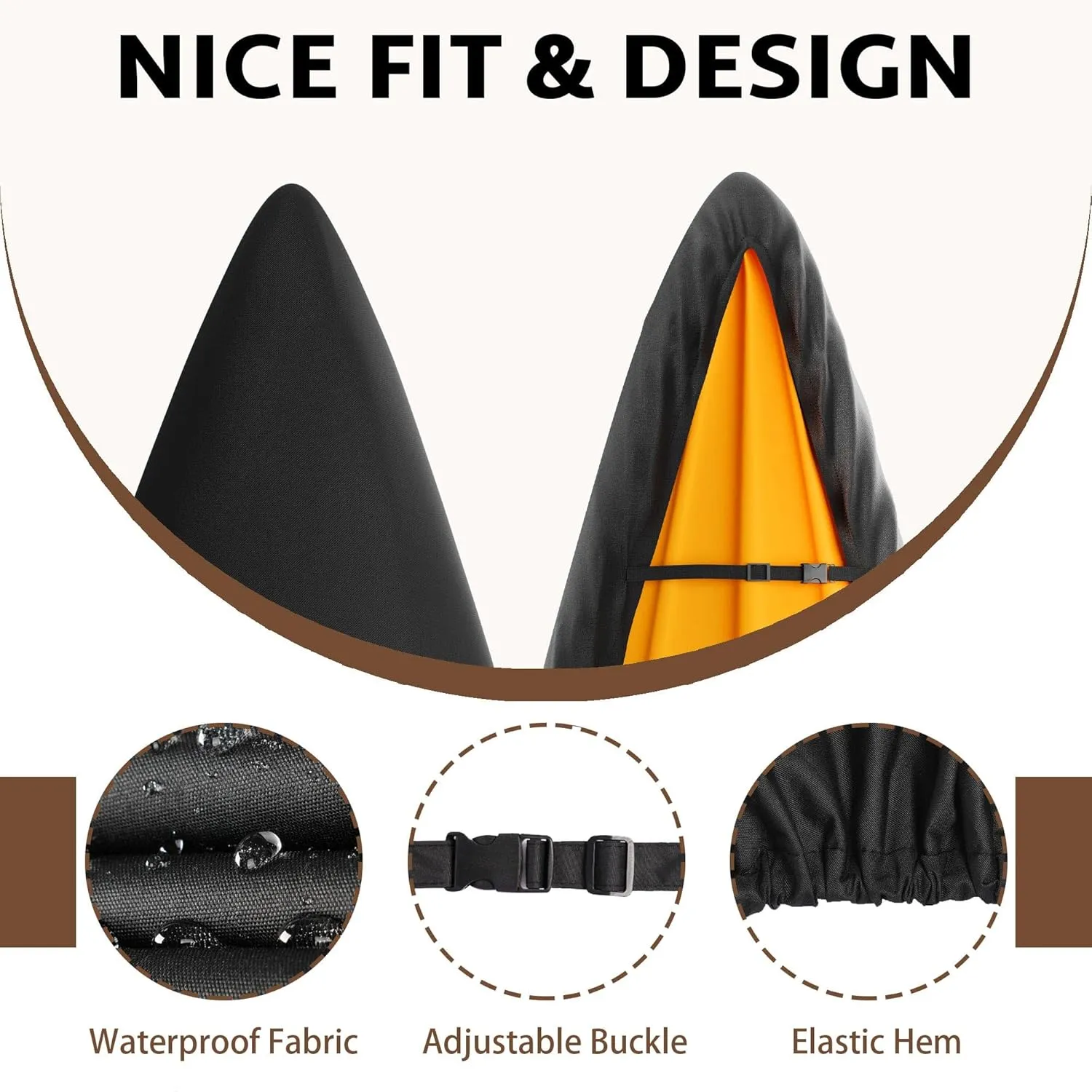 iBirdie Kayak Cover 9.5 to 10.4 Feet Waterproof Weatherproof 600D Heavy Duty Storage Cover for Outdoor and Indoor Kayak Cockpit Protection UV and Dust Resistant