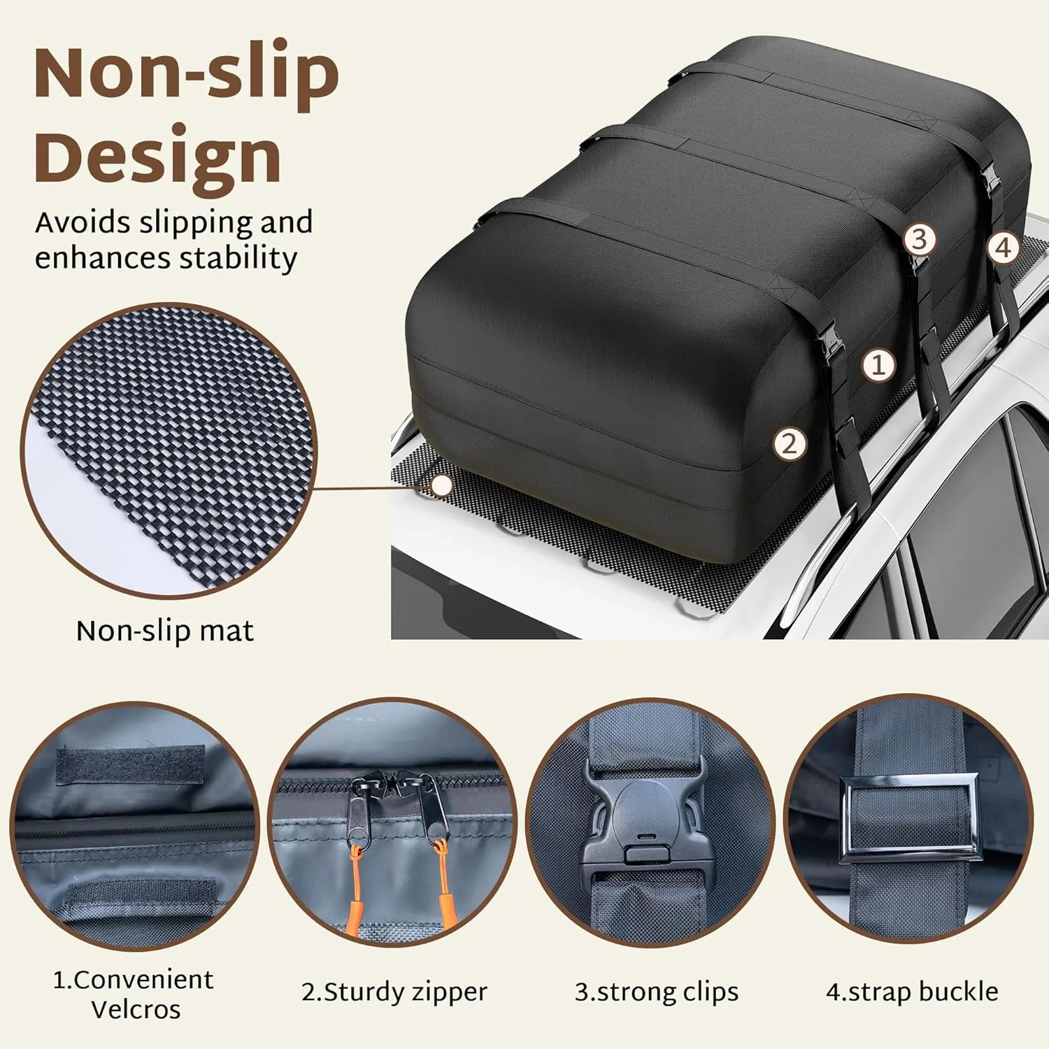 iBirdie Roof Rack Cargo Carrier 36.4 Cubic Feet, Soft-Shell Rooftop Cargo Box, Waterproof Heavy Duty 1200D for Car with/Without Roof Rack, Includes Anti-Slip Mat, Door Hooks, 56x45x25 inches