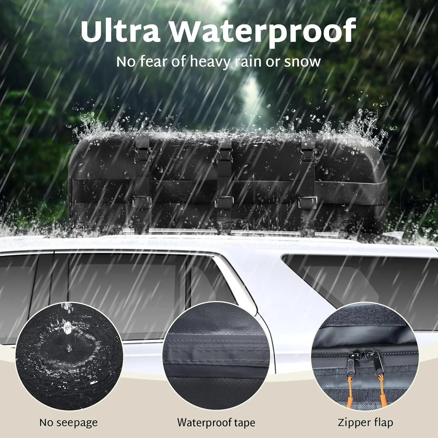 iBirdie Roof Rack Cargo Carrier 36.4 Cubic Feet, Soft-Shell Rooftop Cargo Box, Waterproof Heavy Duty 1200D for Car with/Without Roof Rack, Includes Anti-Slip Mat, Door Hooks, 56x45x25 inches