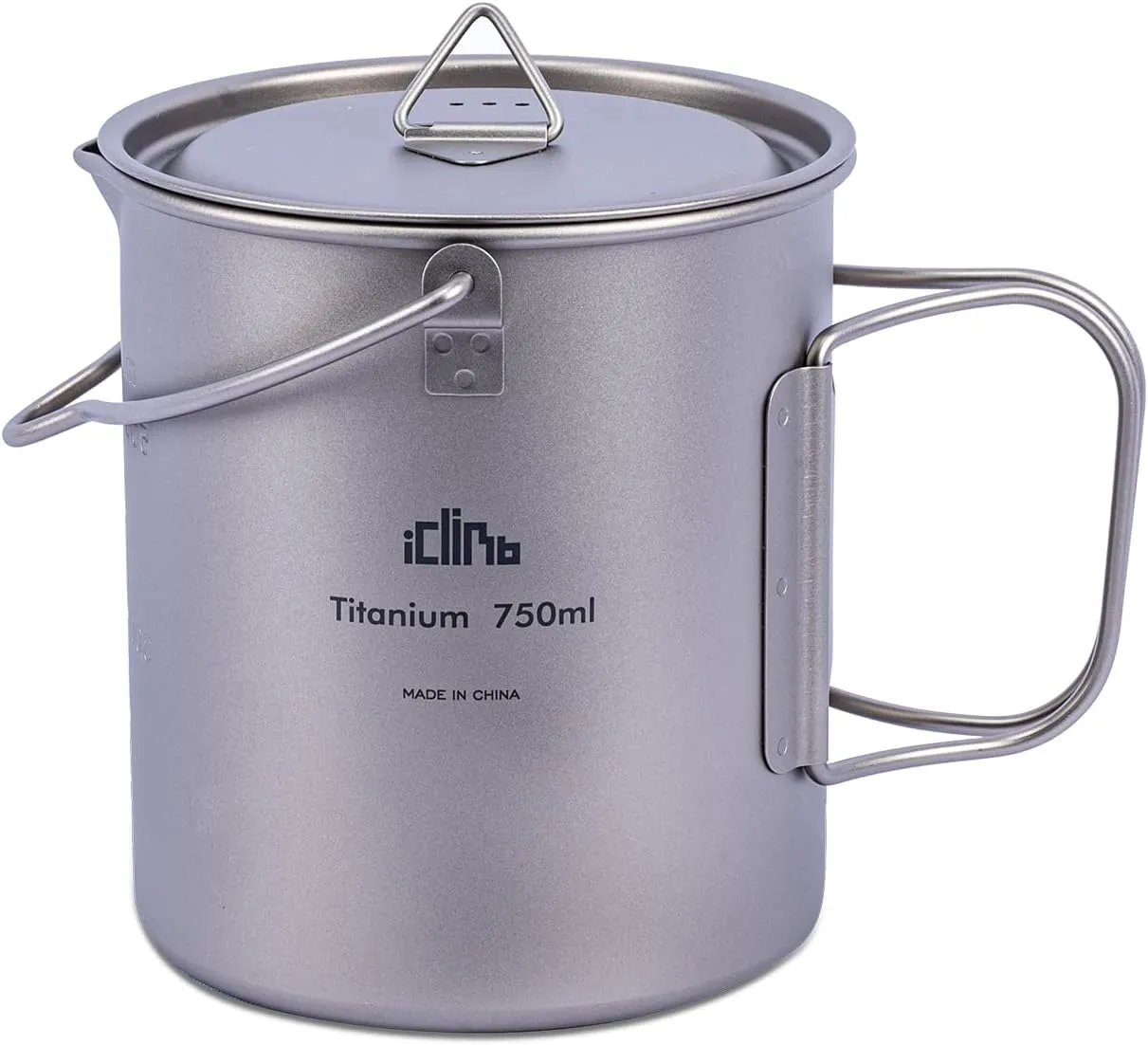 iClimb Titanium Cup Camping Coffee Mug Ultralight Compact with Foldable Handle (750ml)