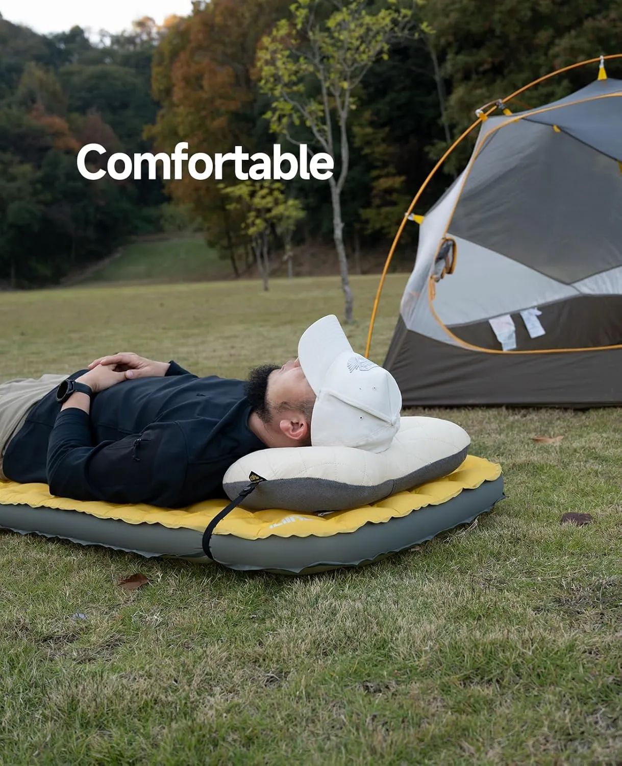 iClimb Ultralight Compact Camping Pillow with Removable Cover Inflatable Travel Air Pillow (Blue)