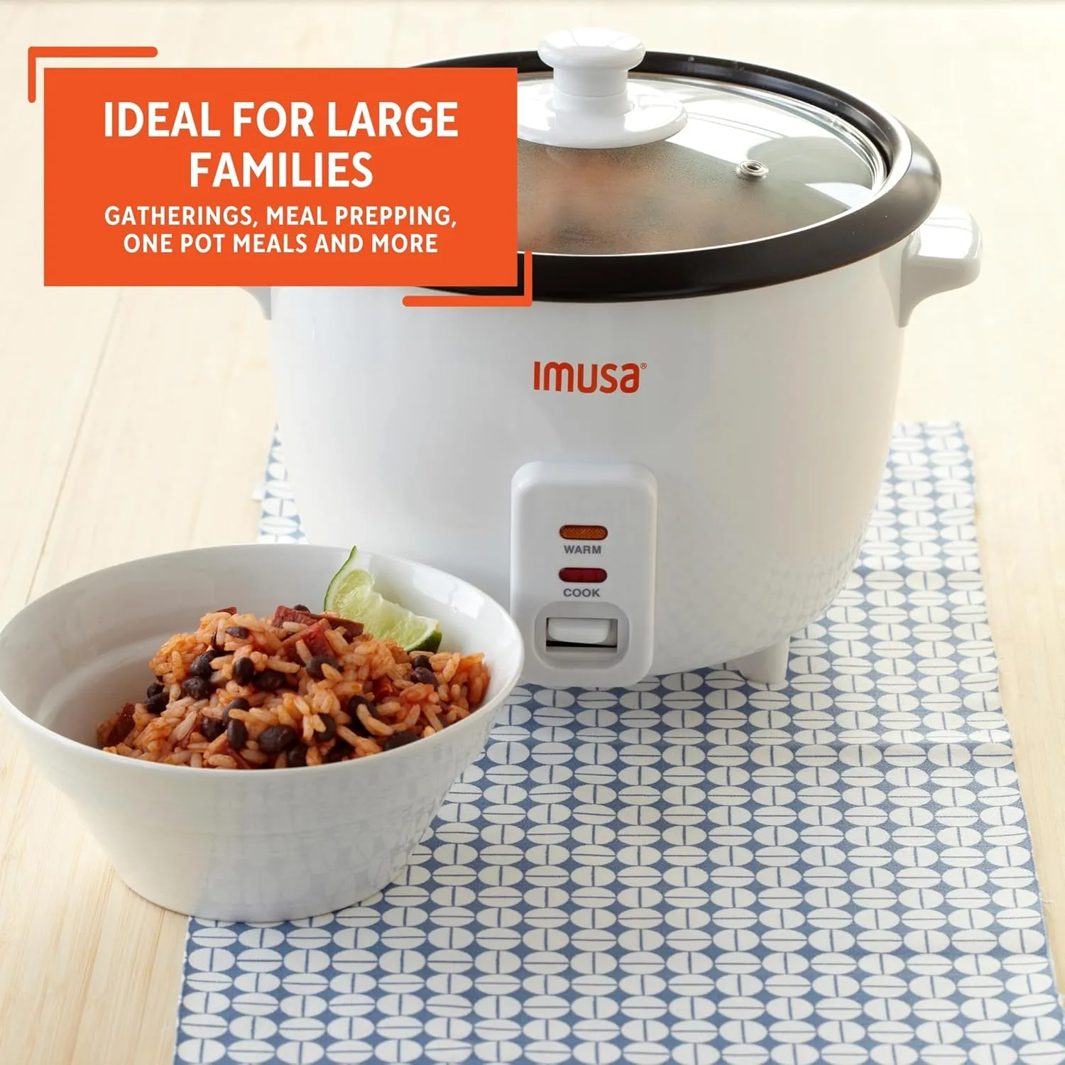 IMUSA 10cup Electric Ceramic Rice Cooker, White