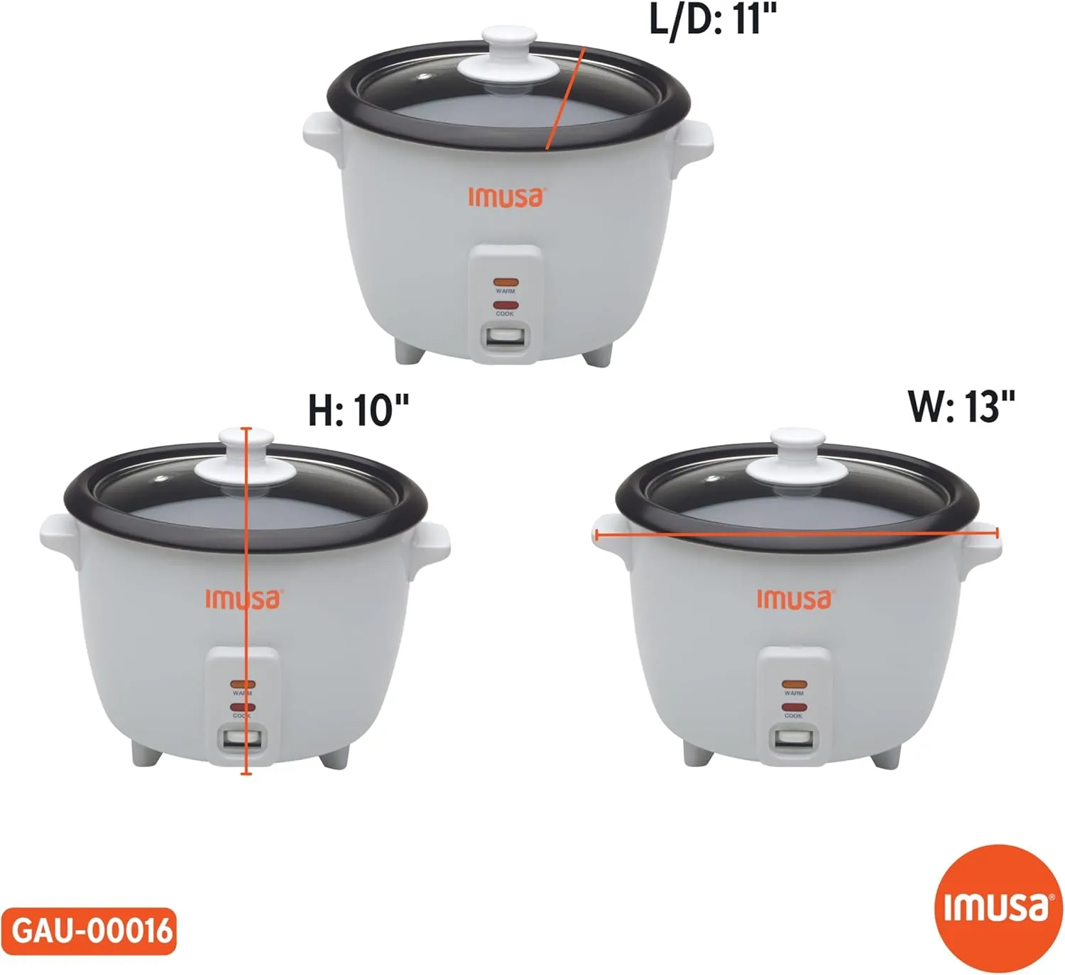 IMUSA 10cup Electric Ceramic Rice Cooker, White