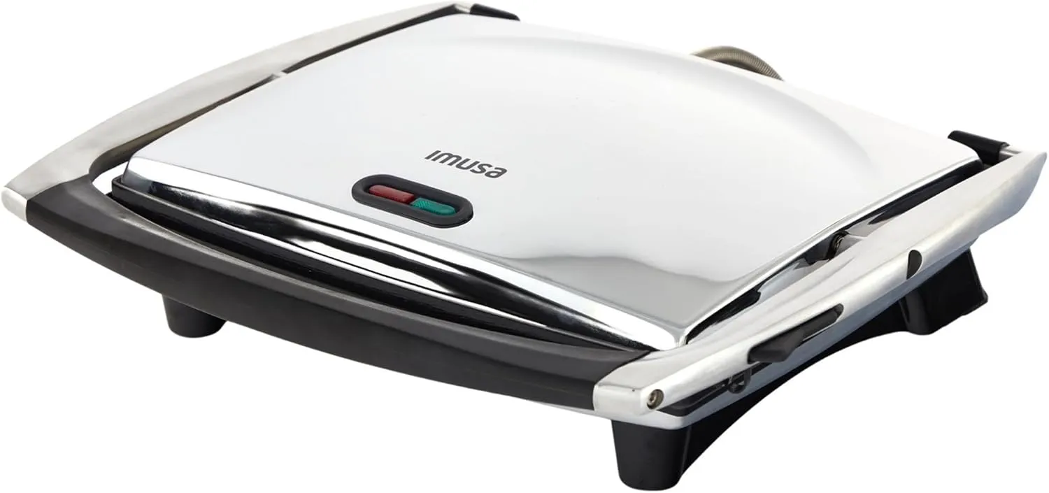 IMUSA 12”x 10” Inches Stainless Steel Panini Press Sandwich Maker With Ceramic Nonstick Plates
