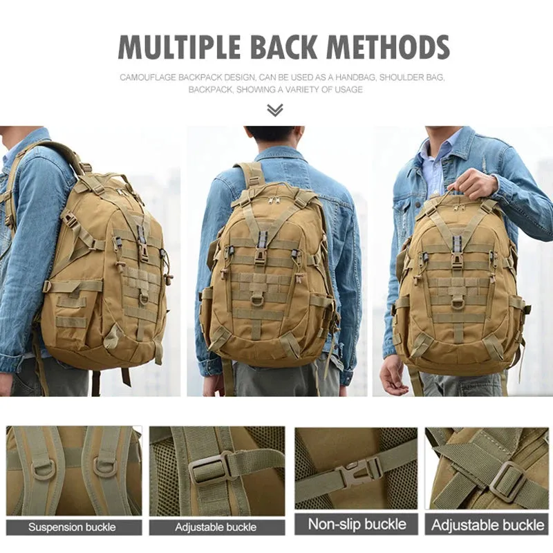 INOXTO 35L Military Tactical Backpack – Waterproof MOLLE Rucksack for Camping and Hiking