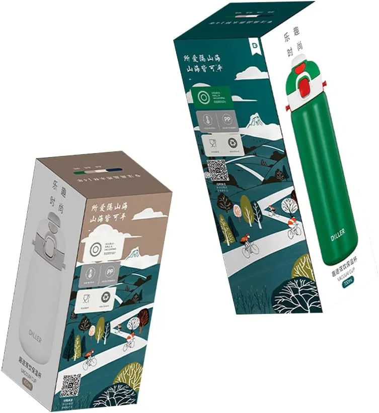 Insulated Water Bottles Stainless Steel Metal Kids Thermos Water Bottle with Straw and Strap for Girls Boys for School Gifts,14ounce,green