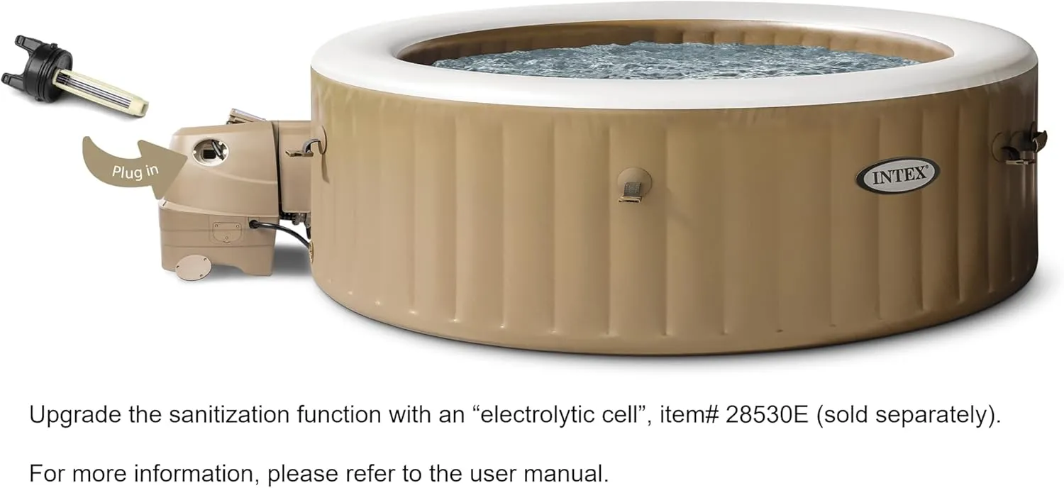 INTEX 28427EH PureSpa Bubble Massage Spa Set Outdoor Inflatable Portable Hot Tub, Includes Energy Efficient Spa Cover, Saltwater System Ready, 6 Person, 85in x 28in