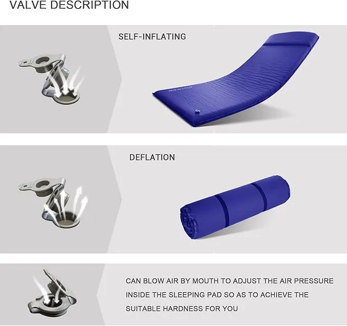 INVOKER Camping Sleeping pad – 3.1 inch UltraThick Elasticity Foam Fast Self-Inflating Insulated Durable Camping Mat with Pillow for Tent Backpacking Traveling and Hiking Air Mattress