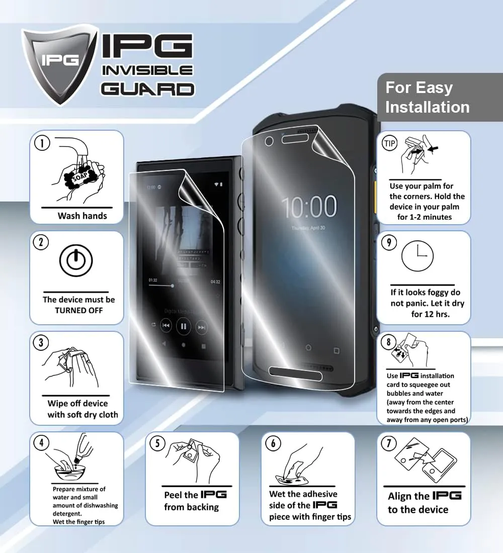 IPG Compatible with Honeywell CK3X - CK65 - CT30 XP - CT40 - CT45 - CT47 - CW45 Handheld Computer HydroGel Screen Protector 6 UNITS Invisible Guard Free Replacement HD Clear Bubble Free Protection (CT45-CT45 XP)