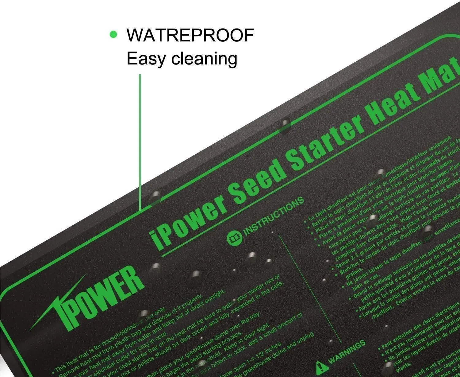 iPower GLHTMTL-A 48" x 20" Waterproof Durable Seedling Heat Mat Warm Hydroponic Plant for Indoor Gardening Germination Starting, Black