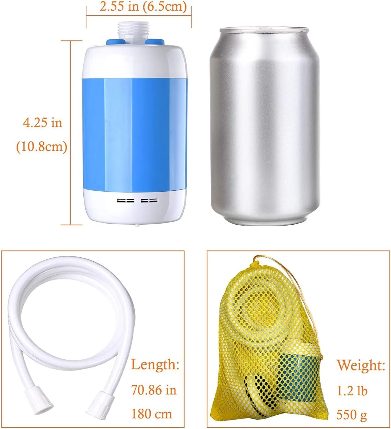 Iron Hammer Portable Shower Electric Shower Camping Shower with Shower Head Shut Off Valve