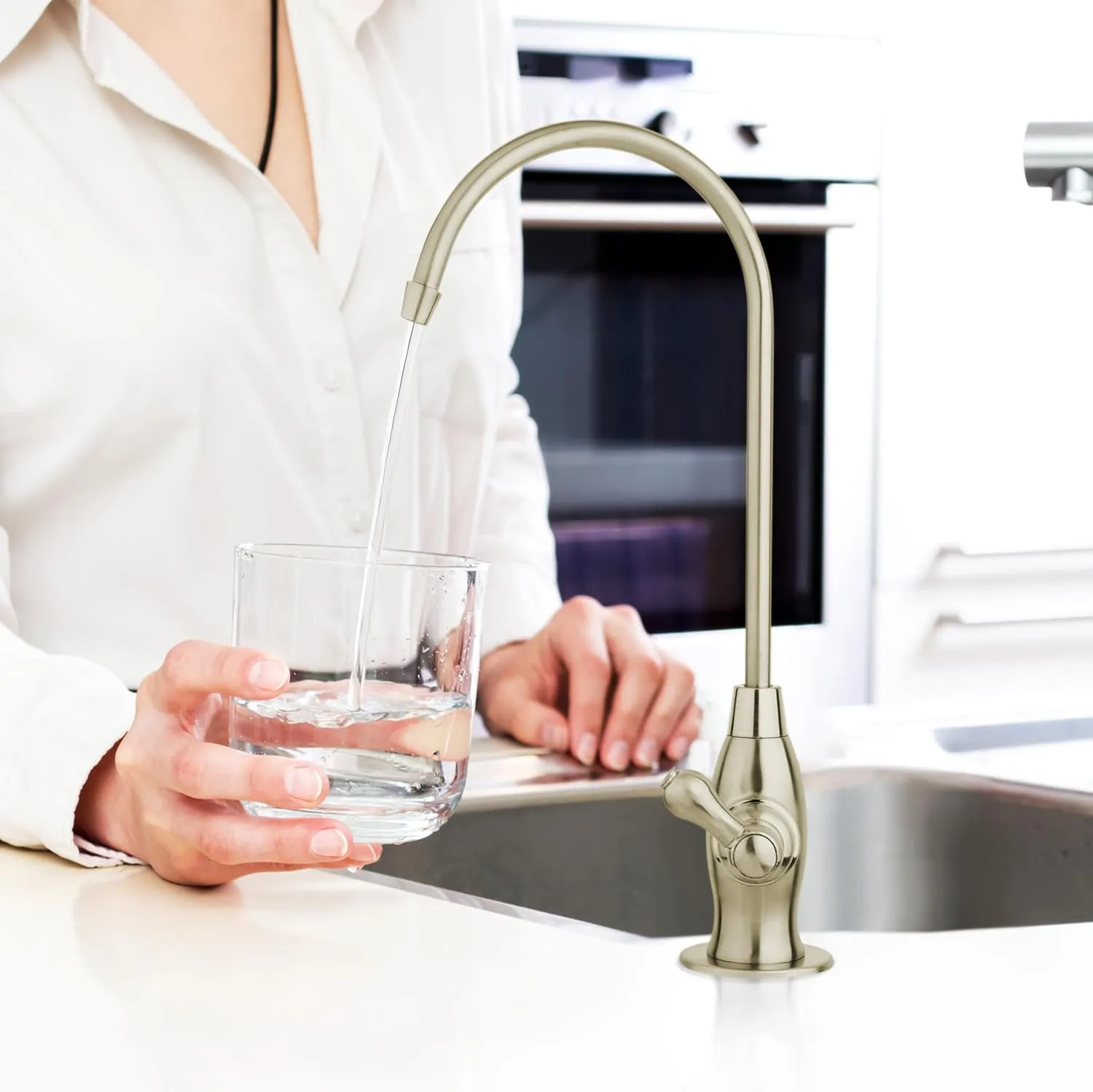 iSpring GK1-AB Heavy Duty Reverse Osmosis Faucet, High Spout Kitchen Bar Sink Drinking Water Faucet, Contemporary Style RO Faucet, Antique Brass