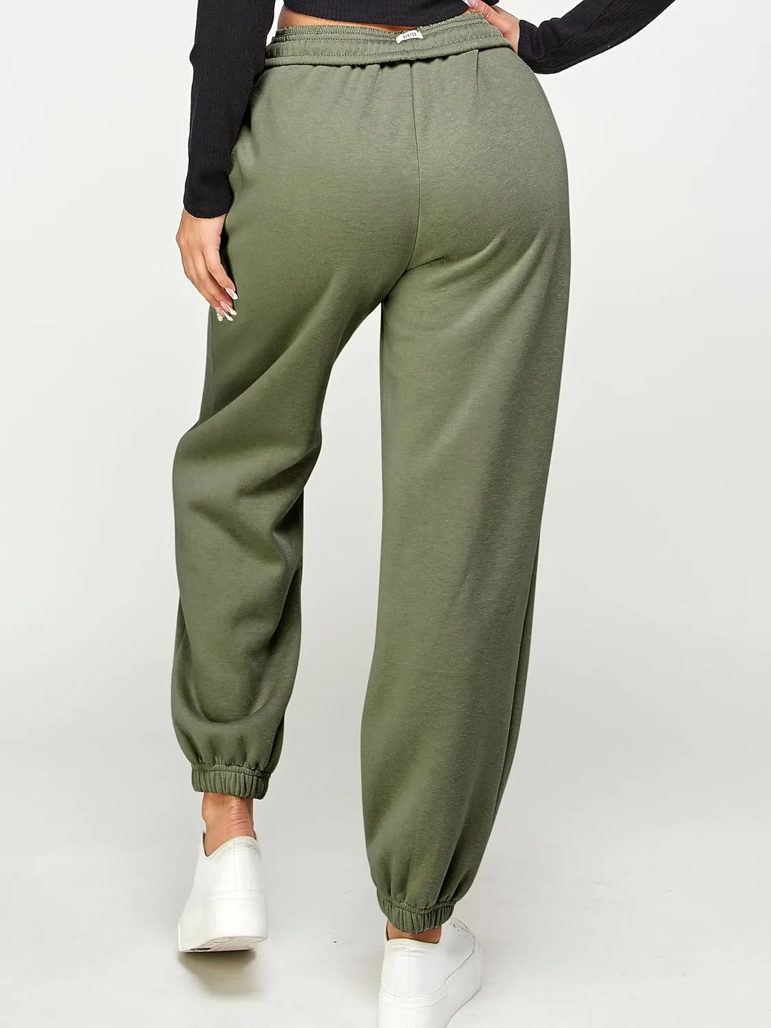 IUUI Women's High Waisted Fleece Sweatpants - Casual Baggy Joggers with Pockets, Foldable Warm Lounge Pants