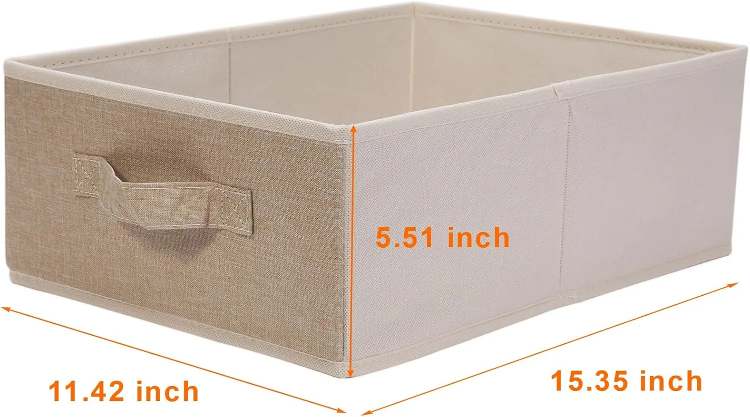 JAKAGO Fabric Storage Bins set of 4 Rectangle Storage Baskets with Handle Foldable Closet Organizer for Clothes Towel Toys Books Collapsible Clothing Container for Shelves Bedroom Playroom (Low-Beige)