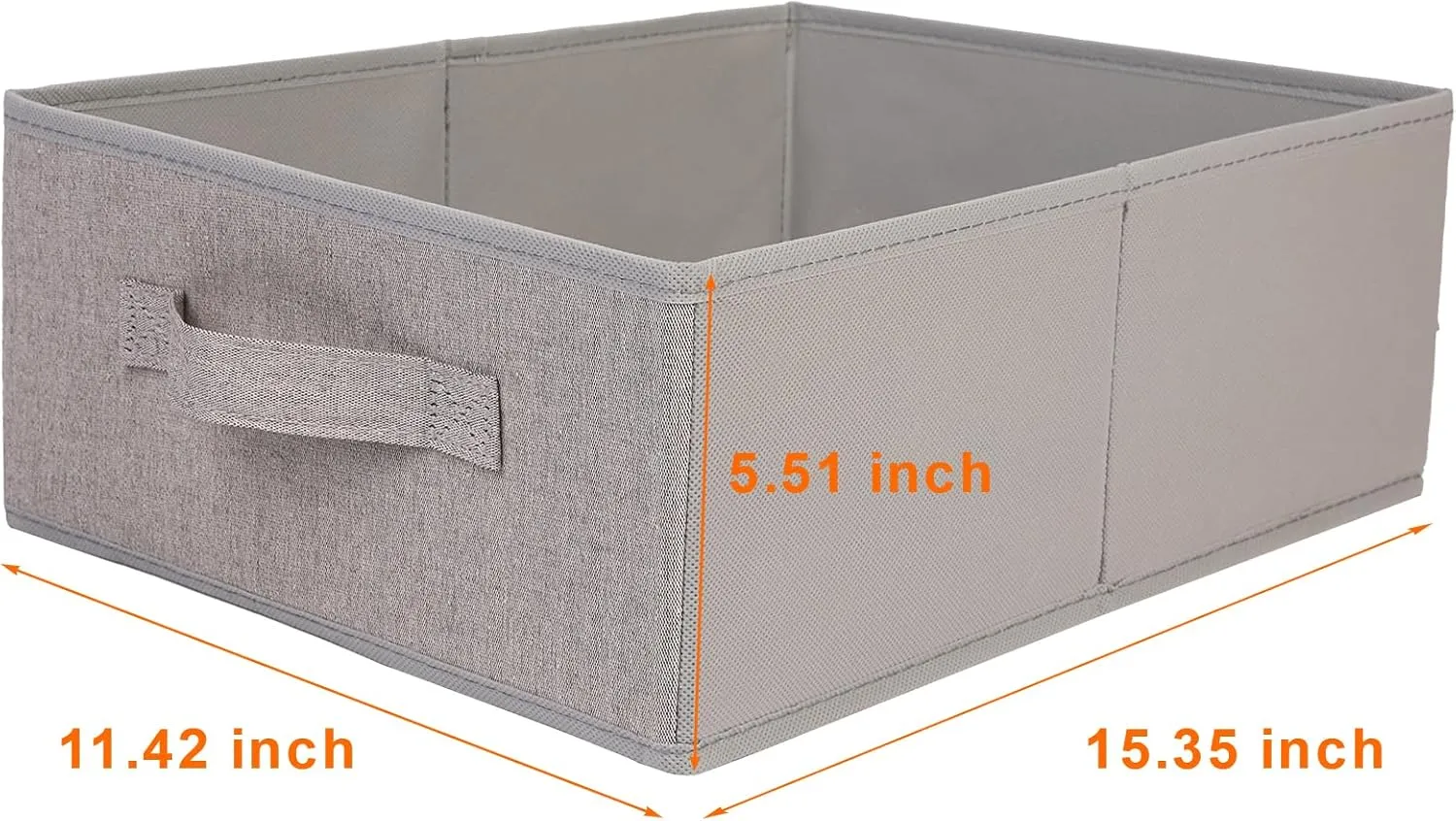 JAKAGO Fabric Storage Bins set of 4 Rectangle Storage Baskets with Handle Foldable Closet Organizer for Clothes Towel Toys Books Collapsible Clothing Container for Shelves Bedroom Playroom (Low-Gray)