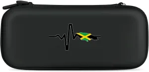 Jamaica Map Flag Heartbeat Hard Shell Travel Case with Rope 15 Game Card Pockets Compatible with Switch Protective