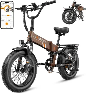 Jasion Hunter Pro Electric Bike for Adults,1800W Peak Motor 80 Miles,up to 28MPH,720WH Removable Battery Foldable Ebike,App Control & Full Suspension,20''*4.0 Fat Tire,Dual Hydraulic Brakes Bicycle